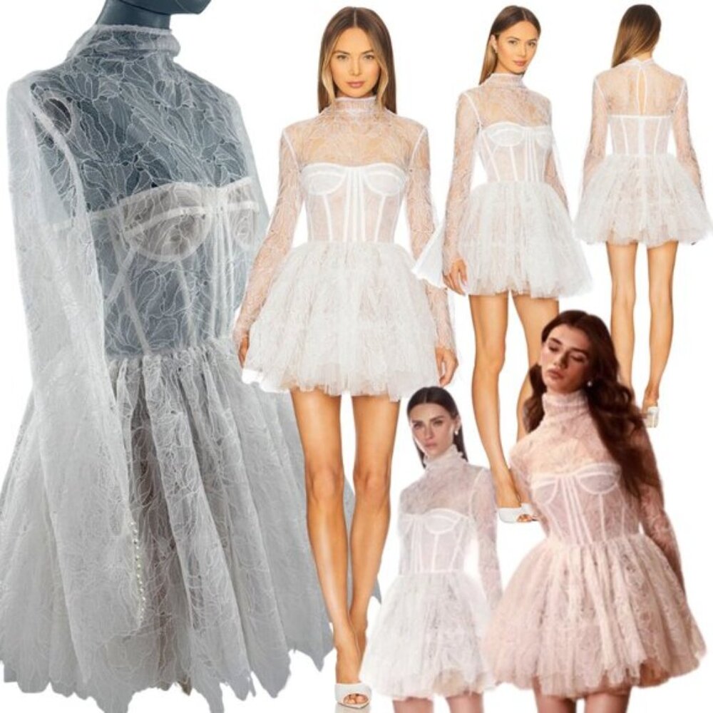 🆕 BRONX & BANCO 🧿 NWOT Maraya Arabella White Lace Mini Dress, Sz XL US 10